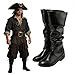 UPUPCOS Medieval Pirate Cosplay Boots for Men Vintage Renaissance Knee High Slouch Boots Retro Fashion Boots Black Brown