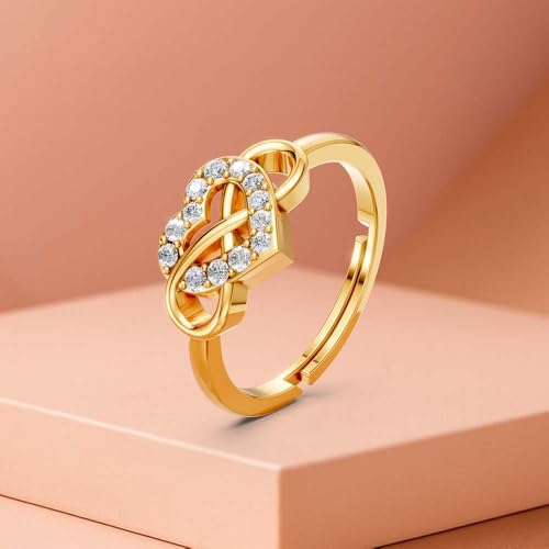 Image of Miss Highness 925 Silver Heart Infinity Ring for Women and Girls | Minimal Adjustable Design | Silver Jewellery With Authenticity Certificate | Gift for Girlfriend Wife | Office Wear Ring