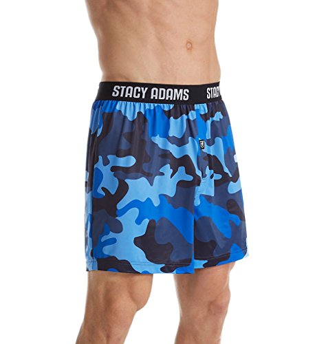 STACY ADAMS Moisture Wicking Camo Print Boxer Short (SA1002) 2XL/Blue