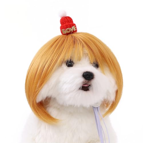 Dog Wig Pet Costumes, Small Dog Headwear for Christmas Eve Festiv...