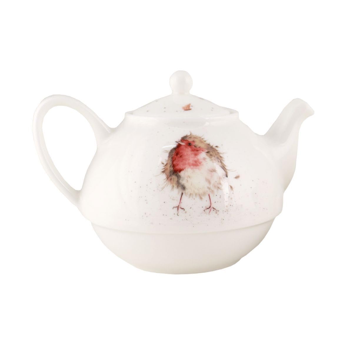 Wrendale Designs Porzellan Tee Set Tea-for-One Rotkehlchen Kanne mit Deckel ca. 410 ml, Tasse ca. 200 ml & Untere Motiven von der britischen Künstlerin Hannah Dale als Geschenk & zum selbst genießen