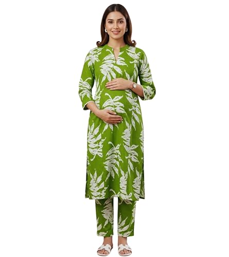 Image of DUMMY SHAPE Feeding Kurtis for Women Cotton Blend | Floral Kurta Pant Dupatta Set with Nursing Zippers to Pre & Post Partum | Maternity Dresses | Mom to Be Gifts for Pregnant Woman