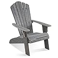ACUEL Adirondack Chair Outdoor, Oversized Patio Chair Poly Lumber, Weather Resistant & Heavy Duty, Fire Pits Chair for Porch, Poolside, Lawn, Backyard and Garden, 350lbs Capacity (Grey)