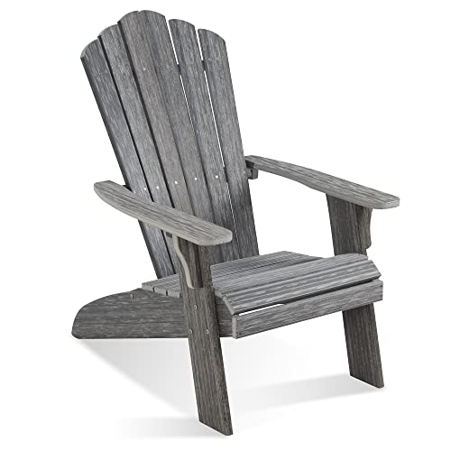 Acuel Adirondack Chair, Outdoor Oversized Patio Chair Poly Lumber Weather Resistant & Durable Fire Pits Chair For Poolside,Lawn And Garden,350Lbs Weight Capacity (Grey) #TOP9