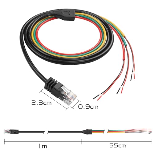 YAODHAOD RJ11 /12 6P6C Stecker auf 6-polig Kabel 1.5M, verwendet für RJ11 Telefonleitung, Ethernet Anschluss, CCTV Adapter, Netzwerküberwachung und DIY Sensor Anschluss