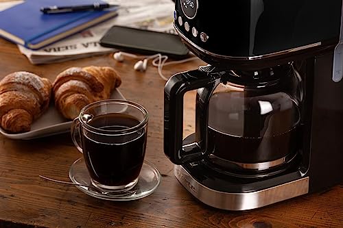 Image of Ariete 1396 Modern Drip Coffee Maker, Drip coffee, Capacity up to 15 cups, Heating base, LCD display, Removable and washable filters (Black)