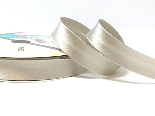 Fany Byetsa - Cinta al bies (Satinada, 18 mm, 3 m), Color Gris Este es un Corte de un Rollo, presentado en una Tarjeta de Bertie's Bows.