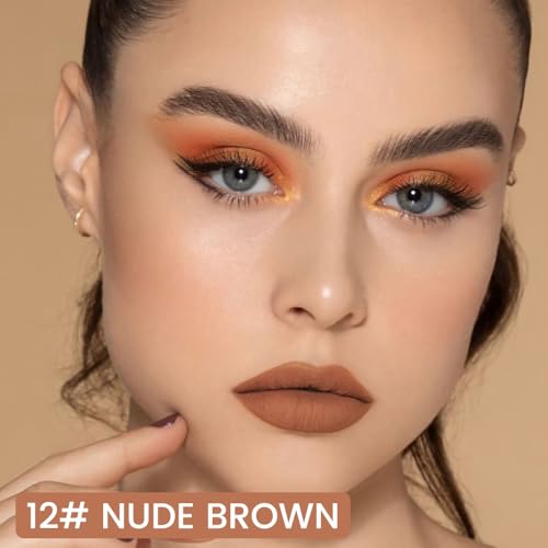 Image of evpct Longwear Liquid Lip Liner Stain Marker Pen Long Lasting Waterproof, Nude Light Brown Matte Semi Permanent 24 Hour Lip Liner and Lipstick Combo, Color Stay Lipliner All Day, Lips Stain peel off