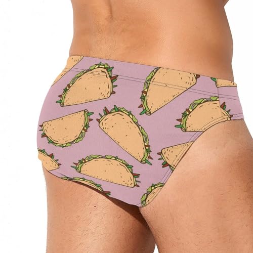Mexican Tacos Mens Swim Briefs Quick Dry Swimming Trunks Training Swimsuit Low Rise Swimwear3
