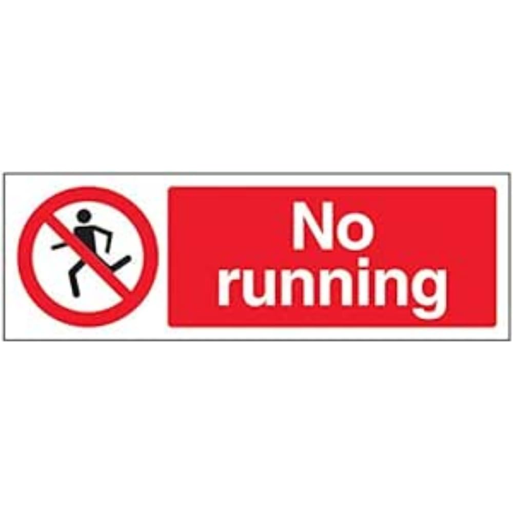 V Safety No Running Capital N Sign - 300mm x 100mm - 1mm Rigid Plastic