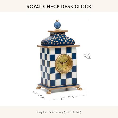 Mackenziechildsdeskclockdecorativewoodclockforkitchenandlivingroomblueandwhiteroyalcheck Urban Country Home Decor Mackenzie childs desk clock decorative wood clock for kitchen and living room blue and white royal check urban country home decor