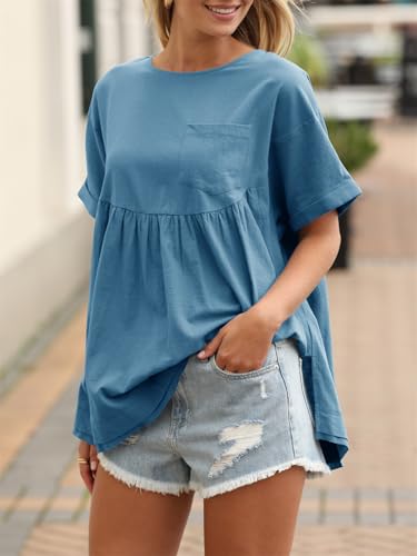 Image of Tankaneo Womens Summer Babydoll Tops Casual Loose Fit Peplum Oversized Tunic Shirts