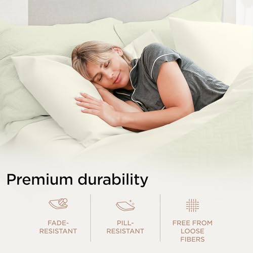 Image of Threadmill Luxury Supima Cotton Sheets, Luxury 1200 Thread Count Soft 100% Cotton Sheets for Full Size Bed, 4 Pc Ivory Bed Sheets Full Set, 5-Star Hotel Quality Deep Pocket Bed Sheets Set | 100% Supima Cotton, 4-Piece Set, Breathable, All-Season, Hotel Quality, OEKO-TEX Certified, Machine Washable