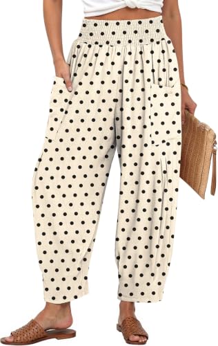 Image of TARSE Women's Linen Wide Leg Pants Baggy High Waist Palazzo Pants