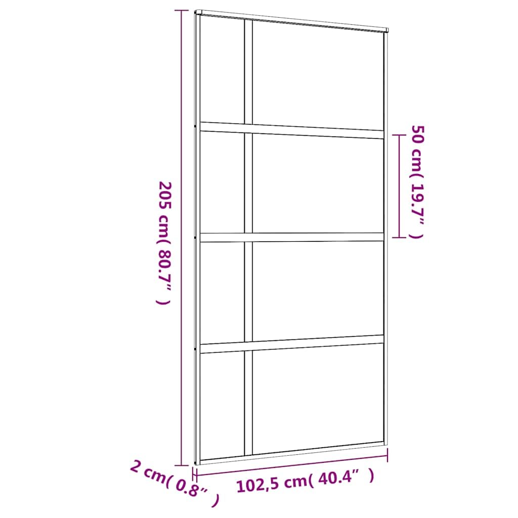 vidaXL Porta Scorrevole Oro 102,5x205 Vetro Smerigliato ESG Alluminio
