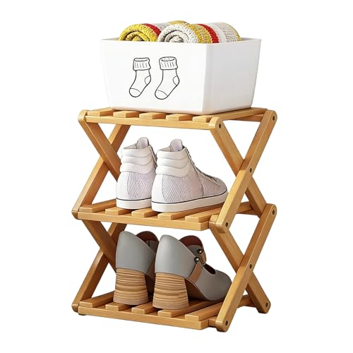 Genérico Zapatero de Madera - Organizador Plegable de 3 Niveles Ajustable | de Almacenaje | para Casa Oficina Dormitorio Adultos y Adultas