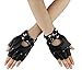 Price comparison product image Cusfull Sexy Women Punk Rivets Gloves Belt Up Half Finger PU Leather Performance Gloves Rock Gothic Style (Black)