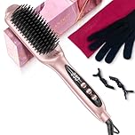 LANDOT Brosse Lissante Chauffante Ionique: 2 en 1 Lisseur Brosse à Cheveux Electrique - Lisse Démêle Antistatique 120-230° Fer à lisser Céramique