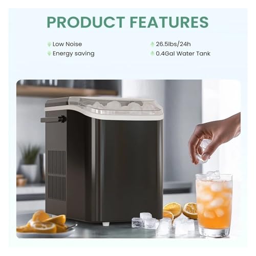 Máquina fabricadora de hielo portátil, con función de autolimpieza y producción diaria de hielo, incluye cesta para recoger hielo y asa, ideal para cocina, camping o RV miniatura 6