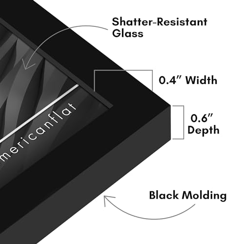 Americanflat 4x4 Picture Frame with Shatter-Resistant Glass - Streamline Collection - Thin Border Square Frame for Tabletop and Wall Display - Hanging Hardware and Easel Stand Included - Black