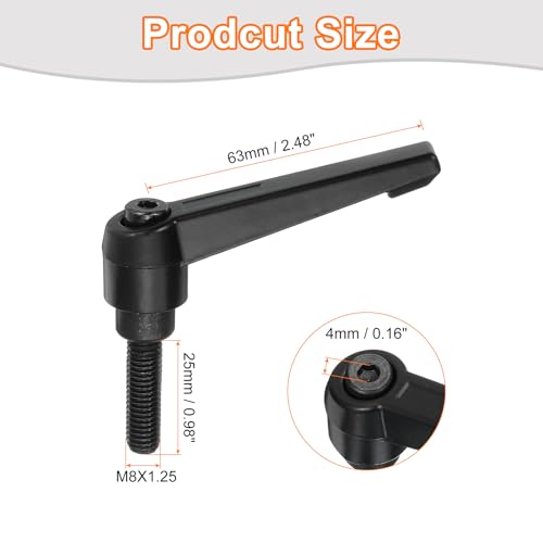 Image of uxcell 4Pcs M8 x 25mm Adjustable Knobs Handle Male Thread Push Button Ratchet Quick Release Locking Rotating Bolt for Lathe Machinery, Black