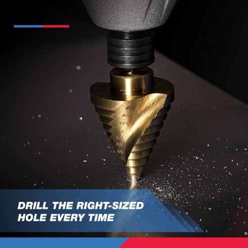 NEIKO 10181A Step Drill Bit Set, 3 Piece, Spiral Grooved for Faster Drilling, Step Bits for Stainless Steel, Metal, Wood, Plastic, Unibit Cone Drill Bits with 31 Step Sizes Total by NEIKO - Image 5
