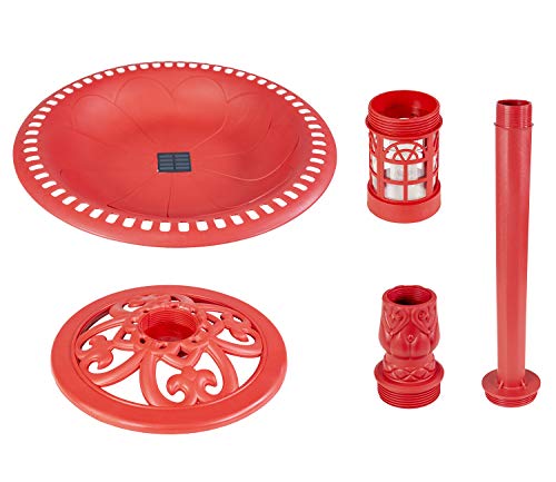 Sun-Ray 811011 Solar Lighted Bird Bath, Red #TOP4