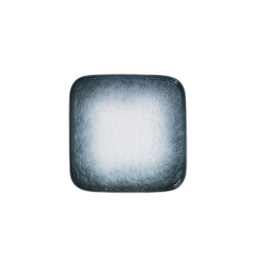 Lot de 2 assiettes plates carrées en céramique pour la maison et le restaurant Bleu et vert