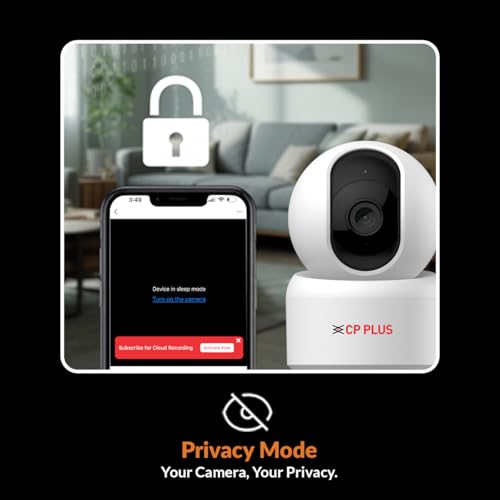 CP PLUS 3MP Full HD Smart Wi-Fi CCTV Camera | 360&deg; Pan & Tilt | CTC Cyber Secure Tech | View & Talk | Motion Tracking | Night Vision | SD Card (Up to 256GB) | Alexa & OK Google | CP-E35Q