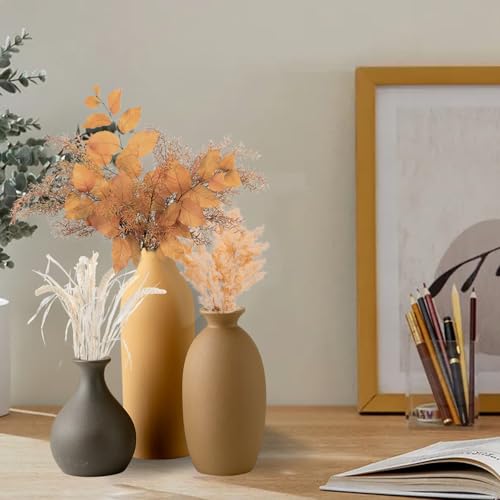 Lot de 3 vases en céramique rustique pour décoration de table