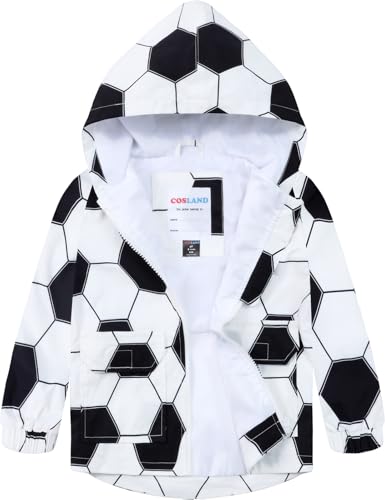 COSLAND Toddler Boys Soccer Raincoat 5T Waterproof Hooded