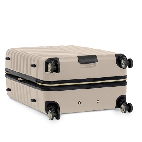 Image of Kenneth Cole REACTION Women's Madison Square Hardside Chevron Expandable Luggage, Taupe, 28-Inch Checked, Kenneth Cole Reaction Women's Madison Square Hardside Chevron Expandable Luggage