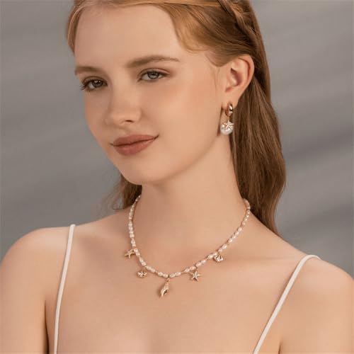 Collier de perles de haute qualité avec véritable conque de plage - 5