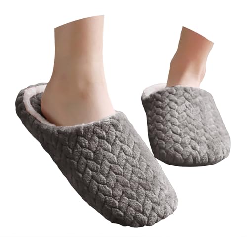 Slippers for Women Indoor,Womens Indoor Memory Foam Slippers Slip On Fall Winter Plush Lined Warm House Shoes Flats Breathable Lightweight Washable Non Slip Rubber Soles