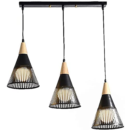 Suspension luminaire industrielle noire design diamant en verre
