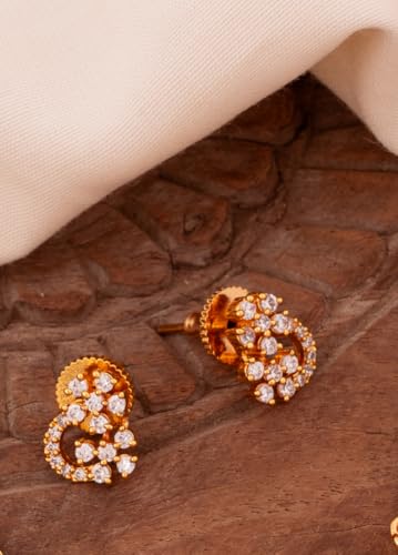 Image of Radha's Creations brass Ruby Emerald stud earrings one gram gold for women and girls one gram gold