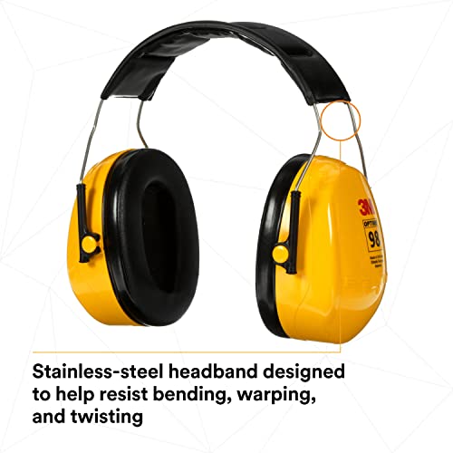 Image of 3M PELTOR Optime 98 Earmuffs H9A, Over-the-Head, Yellow