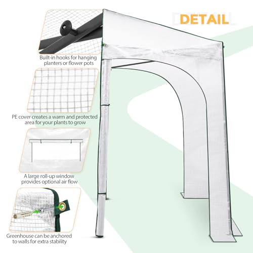 Image of EAGLE PEAK 9x4 Easy Setup Pop Up Greenhouse, Lean-to Design, Clear /White