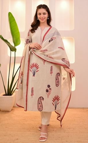 Image of Nermosa KLOSIA Women's Printed Straight Kurta and Pant with Dupatta Set