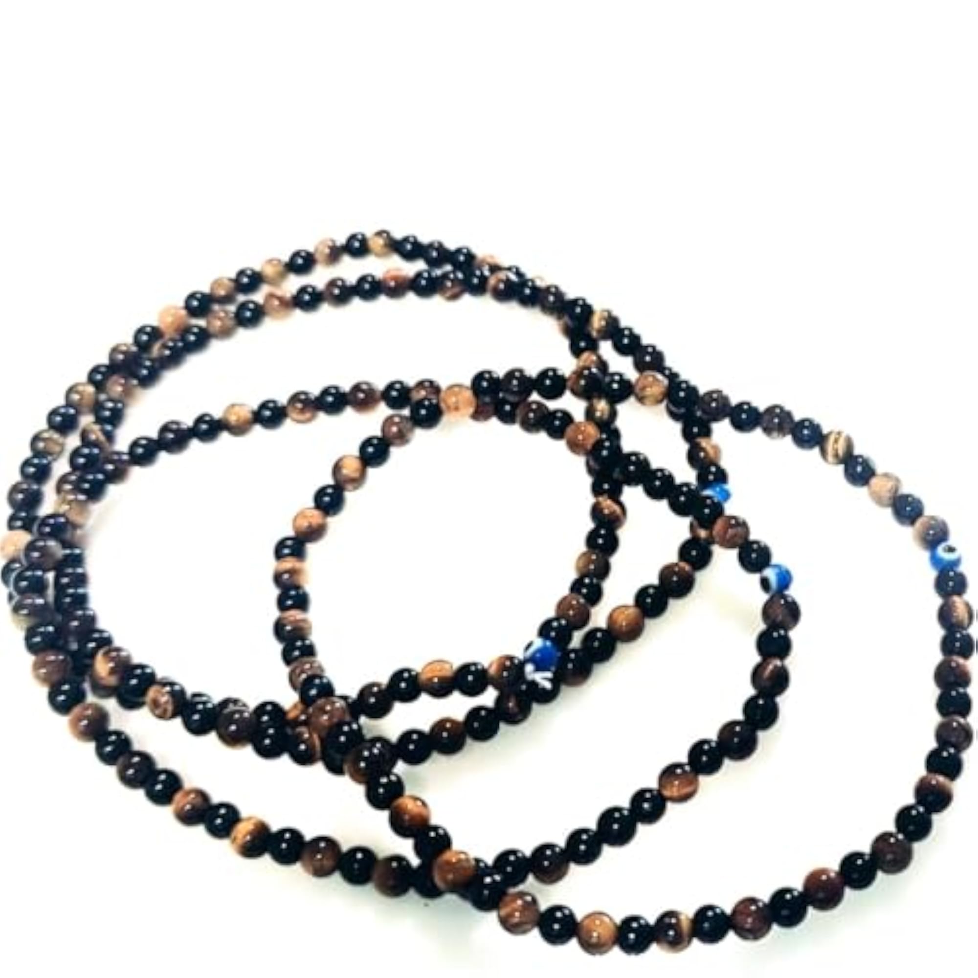 Handcrafted Tiger Eye & Black Tourmaline Beaded Anklet, Stretchable