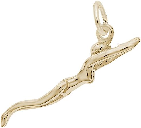 10k Yellow Gold Female Swimmer Charm, Charms for Bracelets and Necklaces