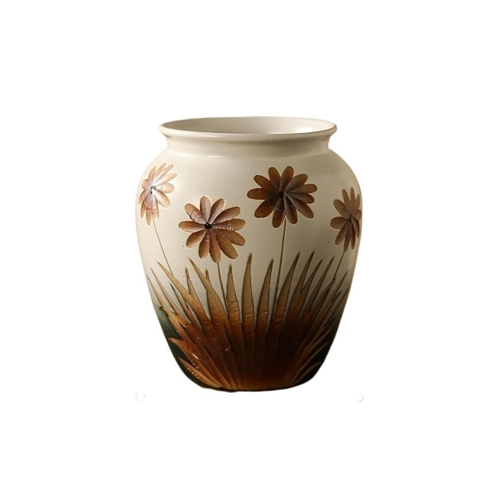 HLHLOP777 Flower Pot Vintage Floral Ware, Household Green Plant Flowerpot, Handmade Pottery Jar Decoration, 22 * 26cm House Plants, Succulents, Flowers