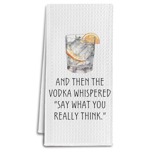 IRTAGANNY Vodka Gifts Kitchen Towels, Vodka Lover Gifts Dish Tea Towels for Kitchen Bar Cart Decor, Gift for Bartender Decorative Hand Towel, 16x24 Inches
