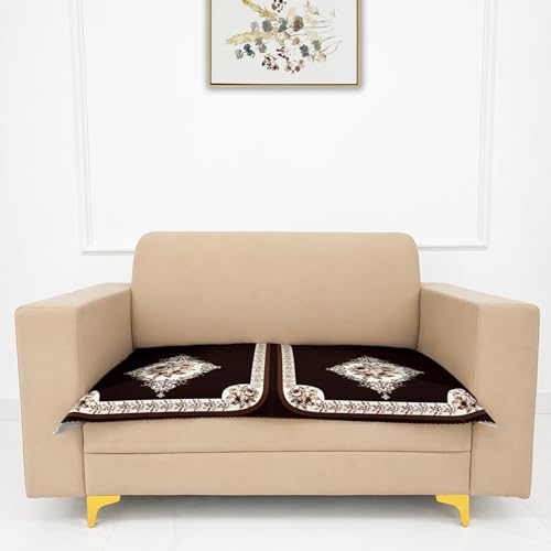 Image of Homerz Premium 'Luxe Series' Holland Velvet Sofa Cover | Smooth Finish | Anti-Skid Fleece Backing | Soft Touch Couch Protector for Living Room (Coffee, 2 Seater, Only Seat Cover)