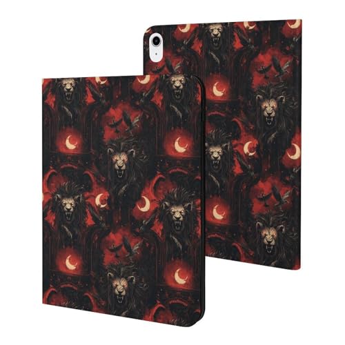 Housse de tablette compatible iPad 10e génération protection lion gothique