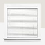 CHICOLOGY 2' Cordless Faux Wood Blinds, Room Darkening Smooth PVC Window Blinds, Cordless Lift, Light Control and Privacy, Inside/Outside Mount, Moisture Resistant, Basic White, 71' W x 48' H