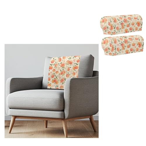 Qehuruxo Peach Headrest Cover Sofa Armrest Cover Set Office Chair Headrest Covers Sofa Back Covers Furniture Slipcovers for Home Non Slip Headrest Protector Couch Loveseats Decoration