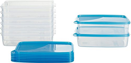 MiraHome Lot de 8 boîtes Alimentaires boîtes de congélation 1,5 l rectangulaires Plates qualité autrichienne (Bleues, 23 x 15 x 6,5 cm)