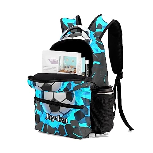 Blue Soccer Ball Personalized Kids School Backpack for Boys Girls Custom Primary Daypack Bags Travel Bookbag4