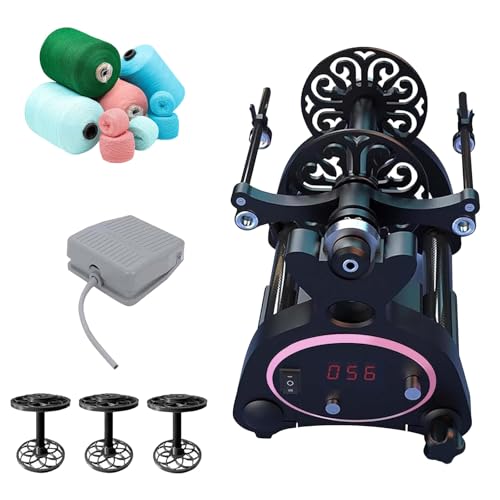 ZHJOPP Elektrische Wickelmaschine, kleine Haushaltswickelmaschine, mit Fußschalter, Vorwärts- und Rückwärtsschaltung, Wollwickelmaschine (Pink)